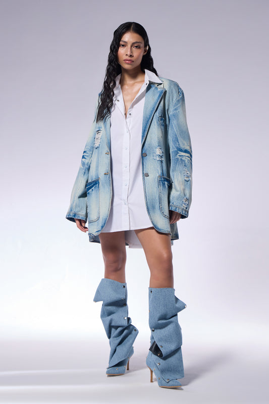 Distressed Denim Blazer
