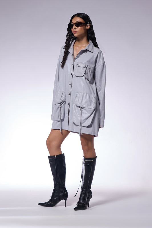 Metallic Cotton Cargo Shirt