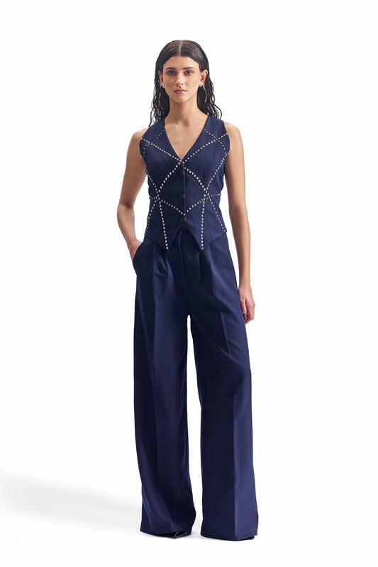 Stud-Grid Tailored Waistcoat Set