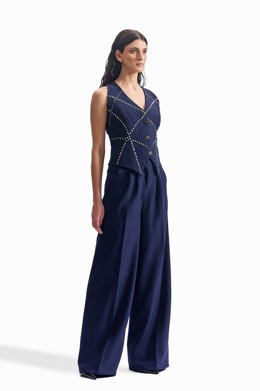 Stud-Grid Tailored Waistcoat Set