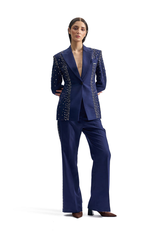 Stud-Armour Tailored Navy Suit