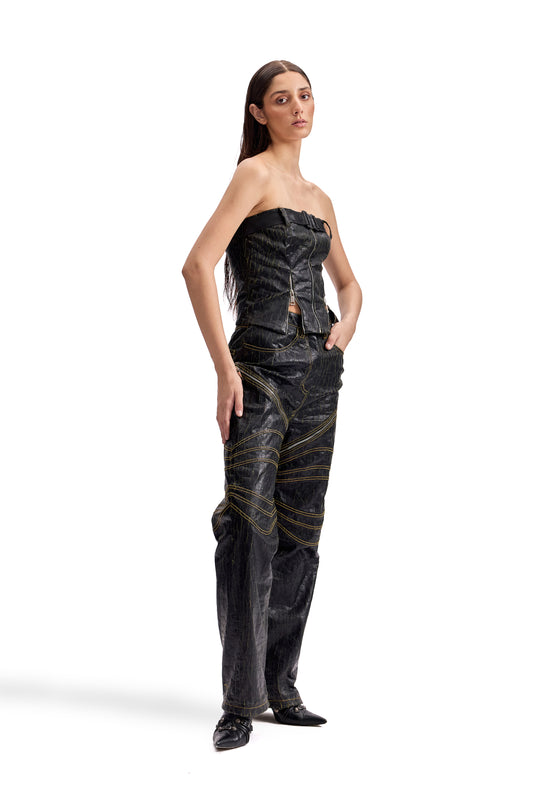 Cracked Leather Utility Corset Set