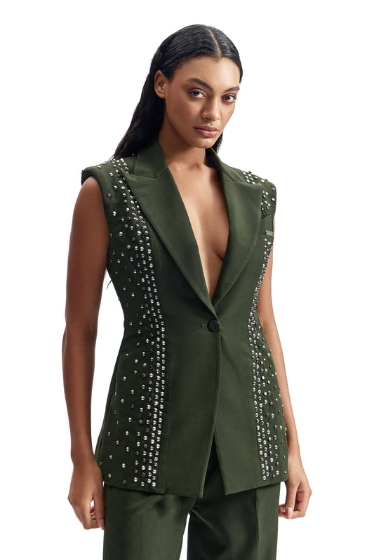 Stud-Armour Sleeveless Jacket