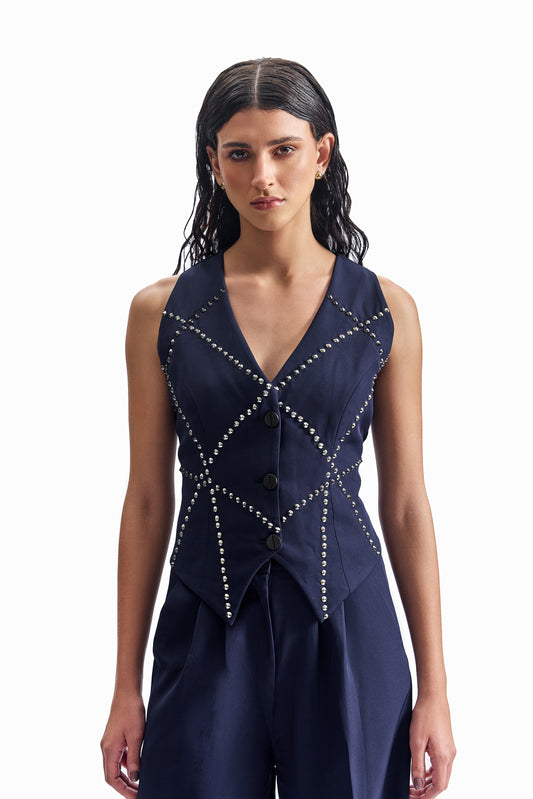 Stud-Grid Tailored Waistcoat
