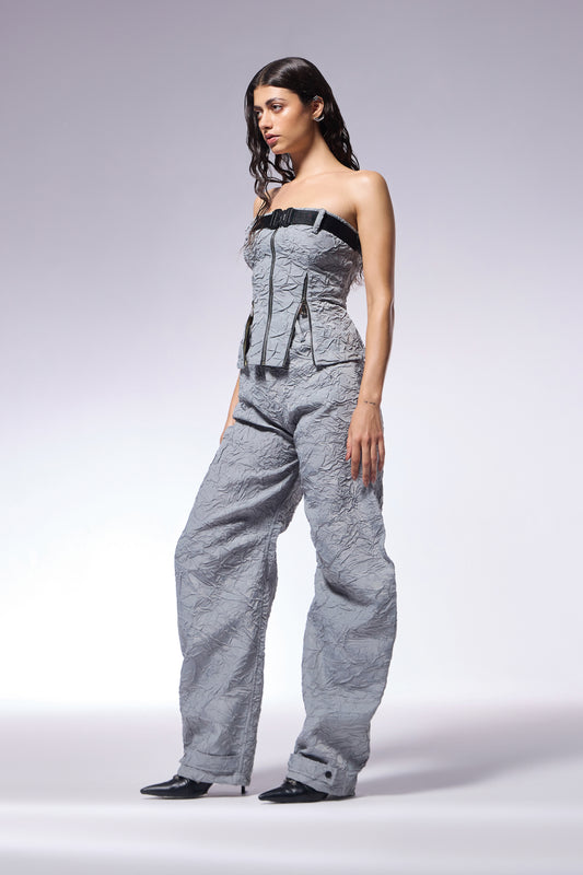 Slate grey Crushed D-Cut Pants