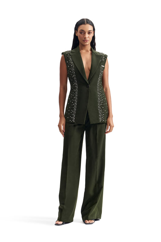 Stud-Armour Sleeveless Suit