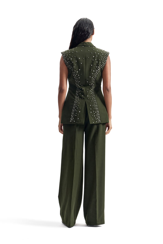 Stud-Armour Sleeveless Suit