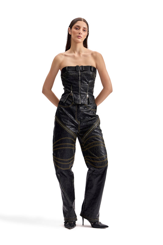Cracked Leather Utility Corset Set