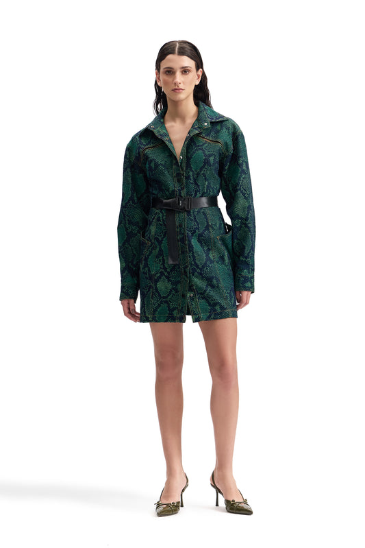 Serpent Denim Trucker Shirt Dress