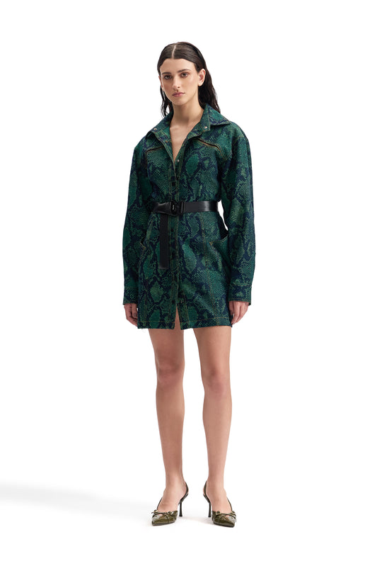 Serpent Denim Trucker Shirt Dress